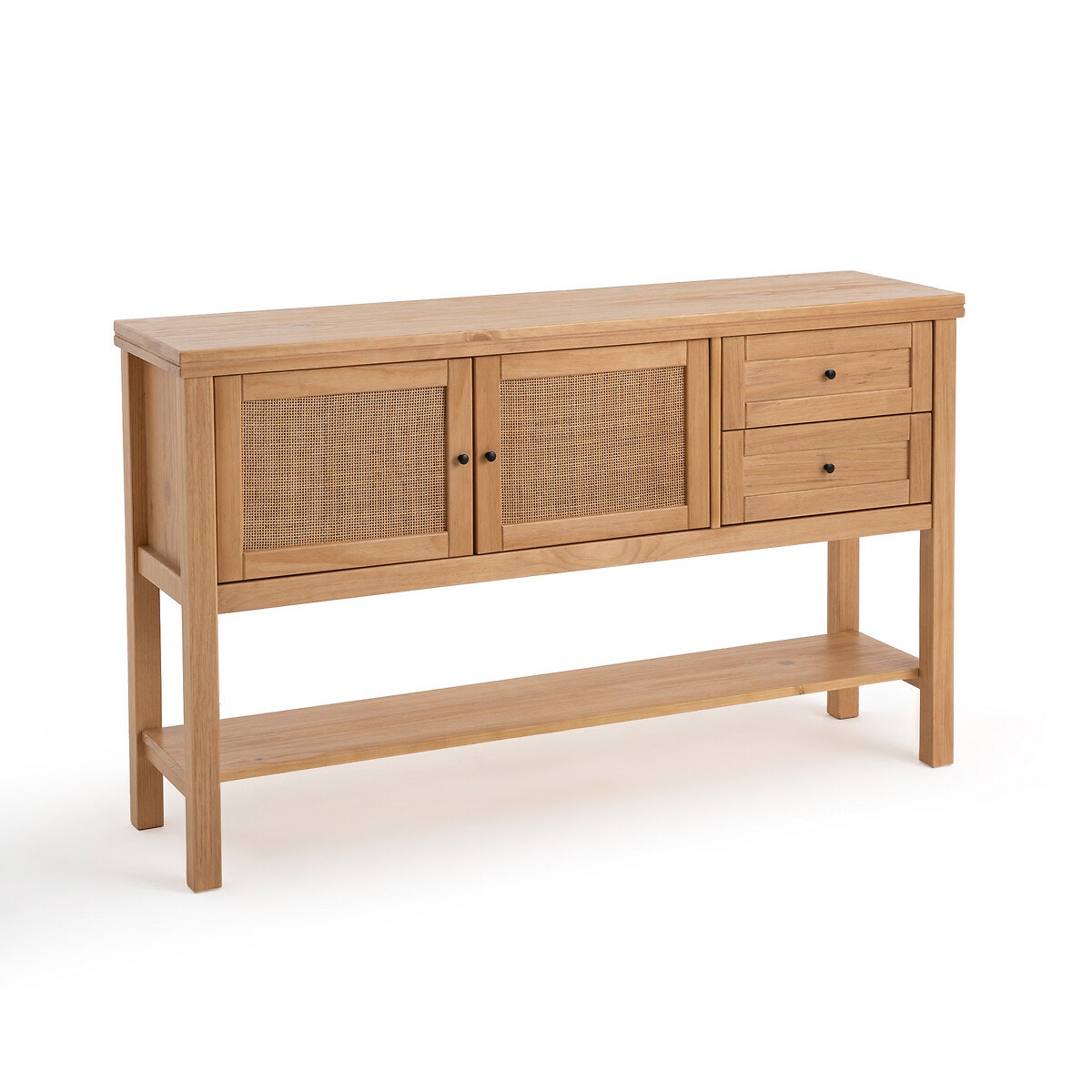 Μπουφές από μασίφ ξύλο πεύκου και ψάθα, Gabin