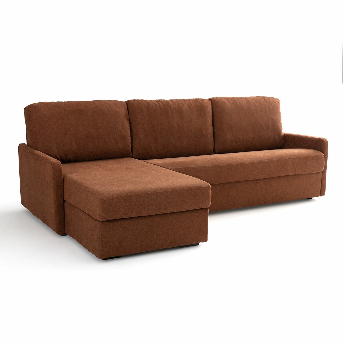 Γωνιακός καναπές-κρεβάτι με ανάγλυφη ταπετσαρία και λάτεξ στρώμα, Marta