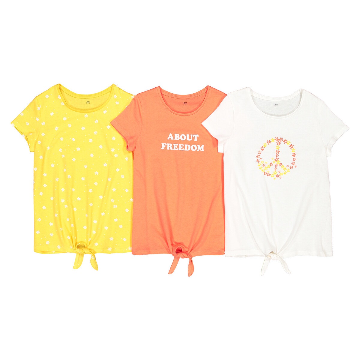 ΠΑΙΔΙ | Μπλούζες & Πουκάμισα | T-shirts Σετ 3 κοντομάνικες μπλούζες με φιόγκο μπροστά, 3-12 ετών