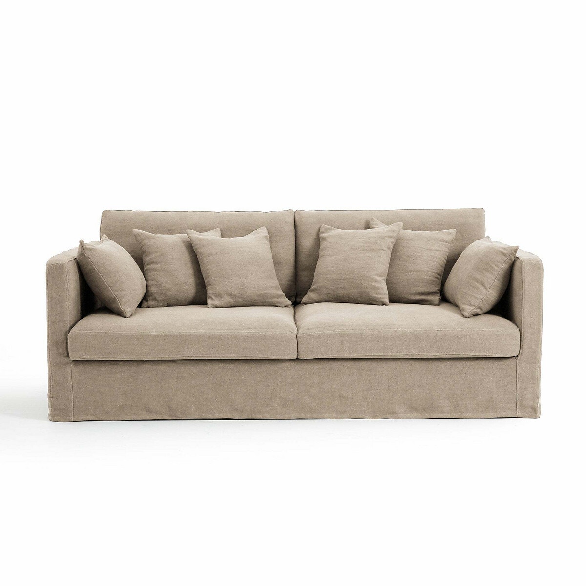 Καναπές από χοντρό λινό stonewashed Μ110xΠ185xΥ85cm