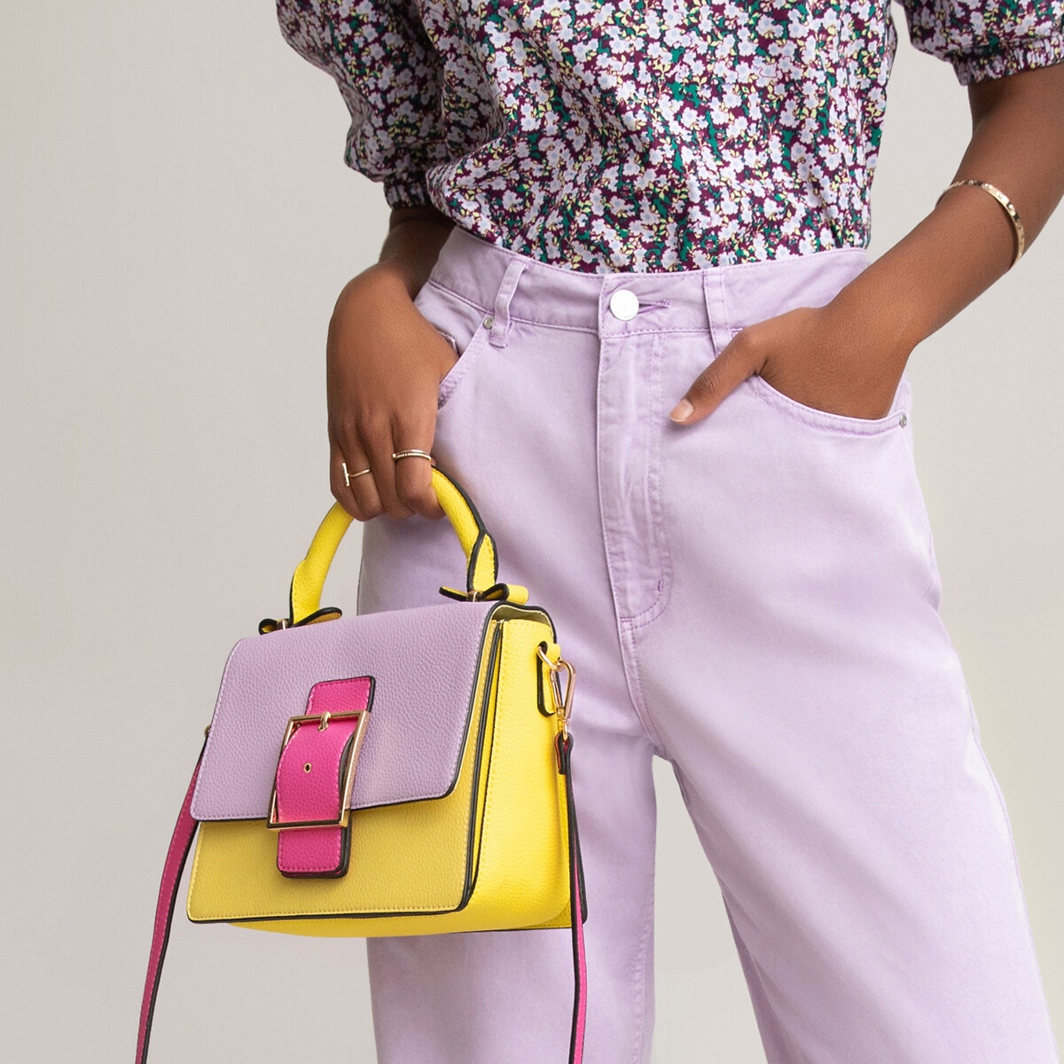 Τρίχρωμη τσάντα σε μικρό μέγεθος