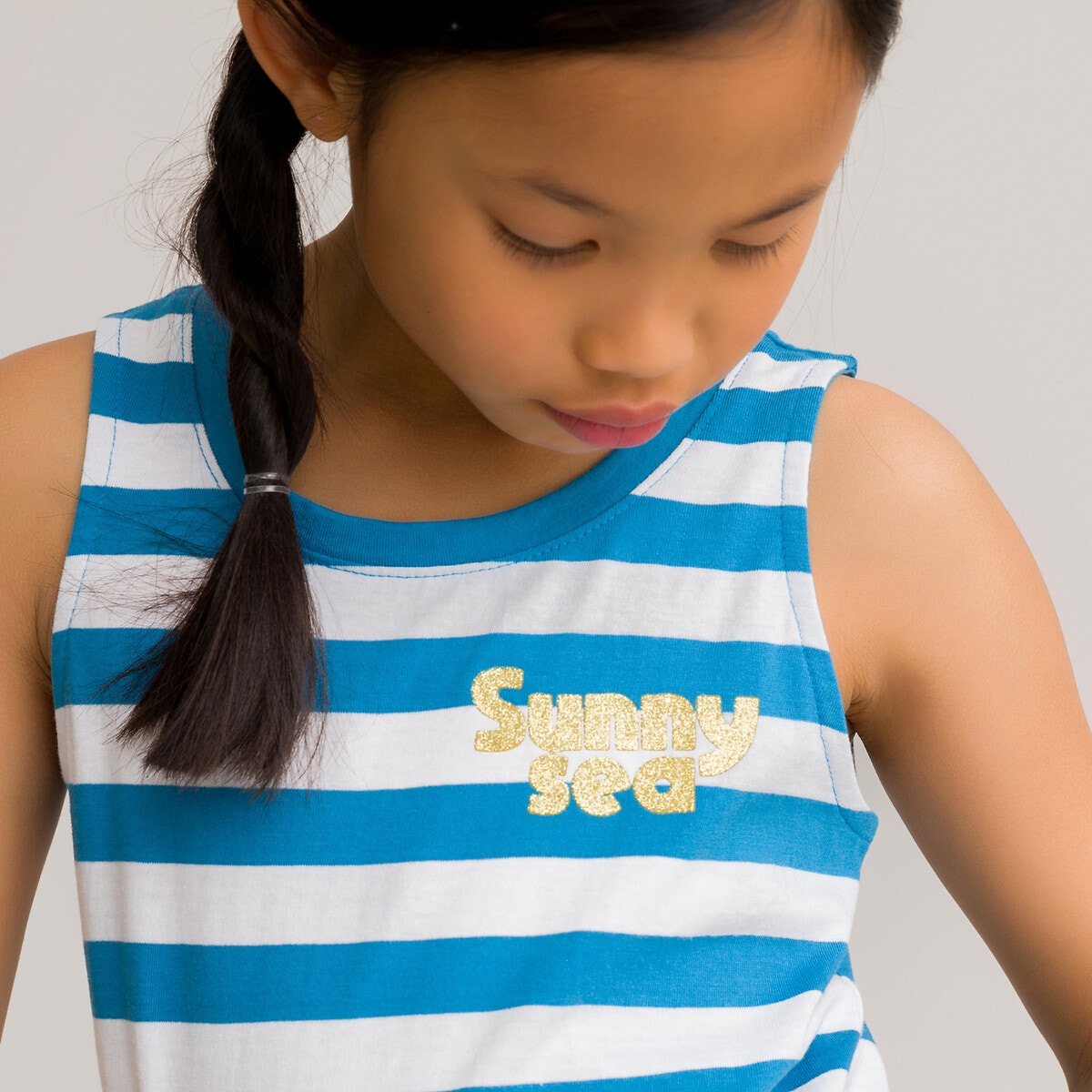 Αμάνικη κοντή ριγέ μπλούζα από οργανικό βαμβάκι, 3-12 ετών