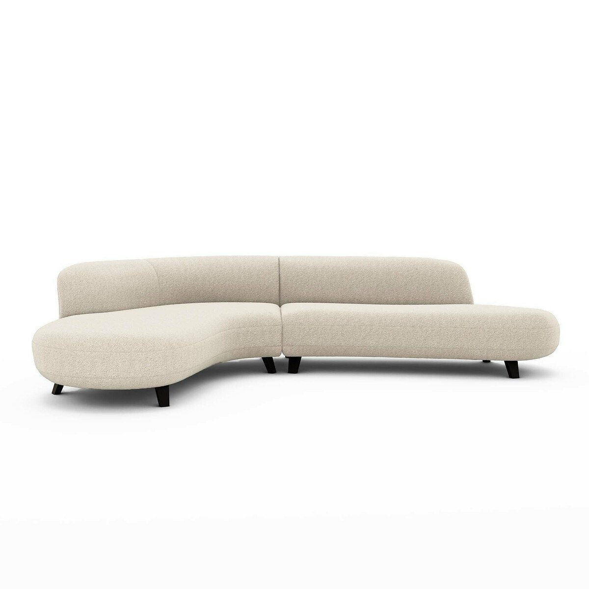 Γωνιακός καναπές με μπουκλέ ταπετσαρία από πολυέστερ Μ183xΠ277xΥ75cm