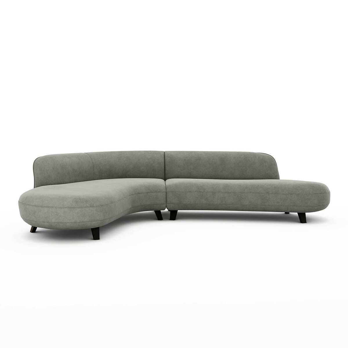 Γωνιακός καναπές από βελούδο stonewashed Μ183xΠ277xΥ75cm