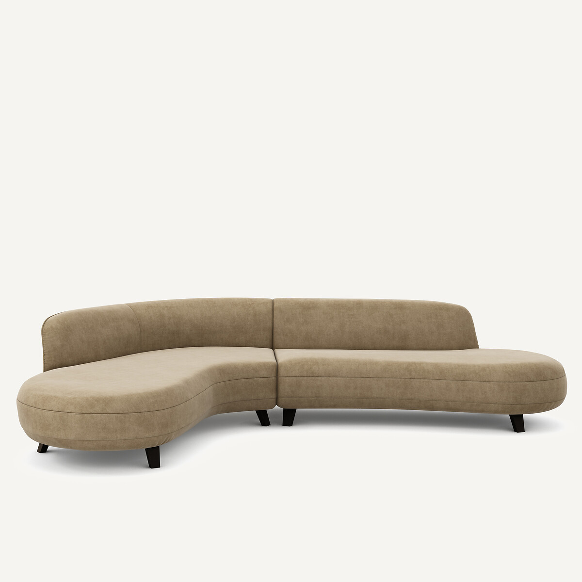 Γωνιακός καναπές από βελούδο stonewashed Μ183xΠ277xΥ75cm