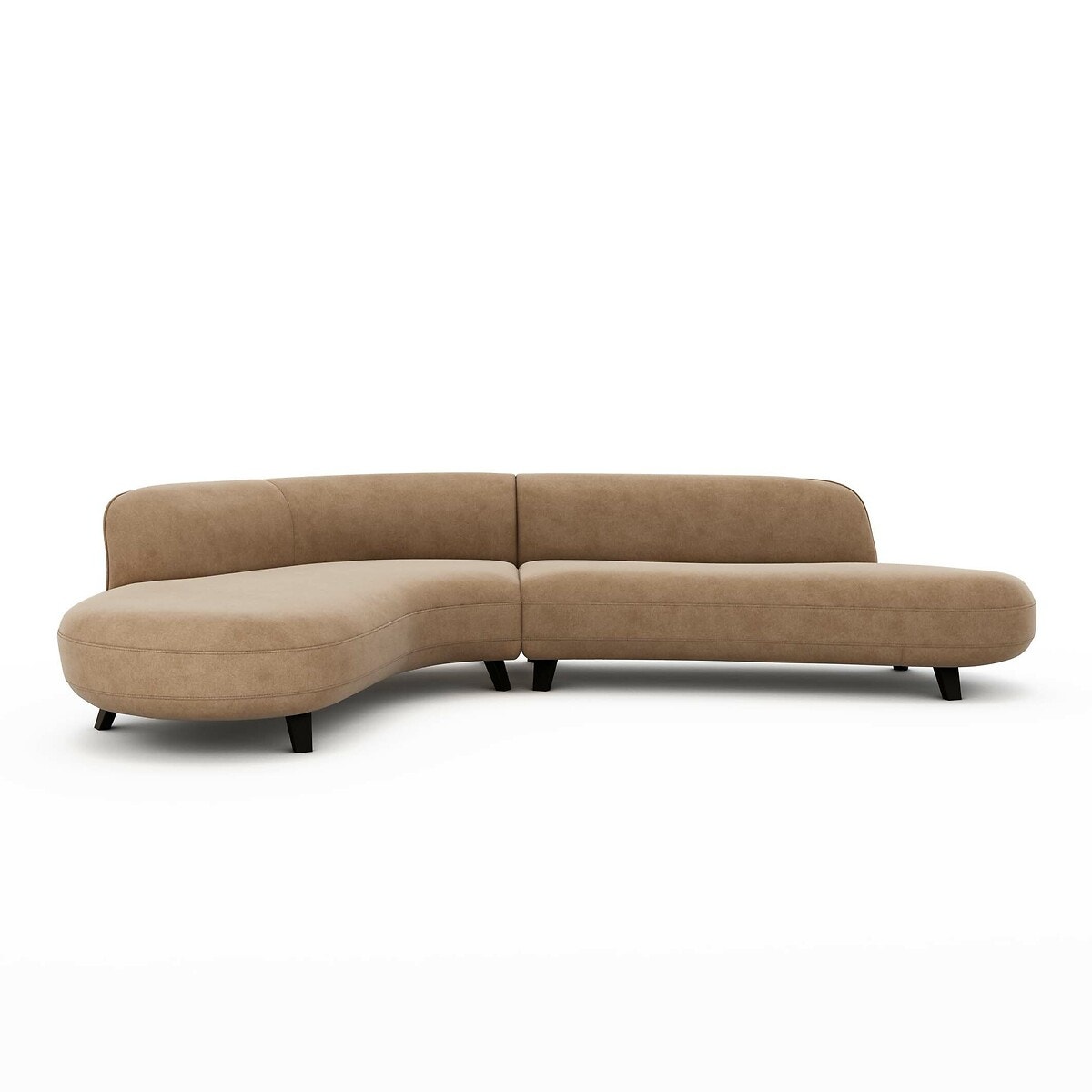 Γωνιακός καναπές από βελούδο stonewashed Μ183xΠ277xΥ75cm