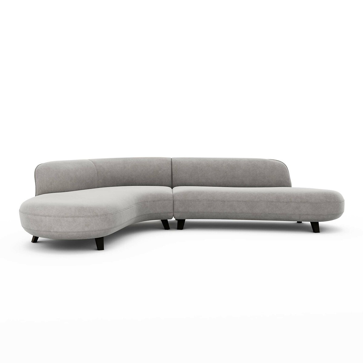 Γωνιακός καναπές από βελούδο stonewashed Μ183xΠ277xΥ75cm