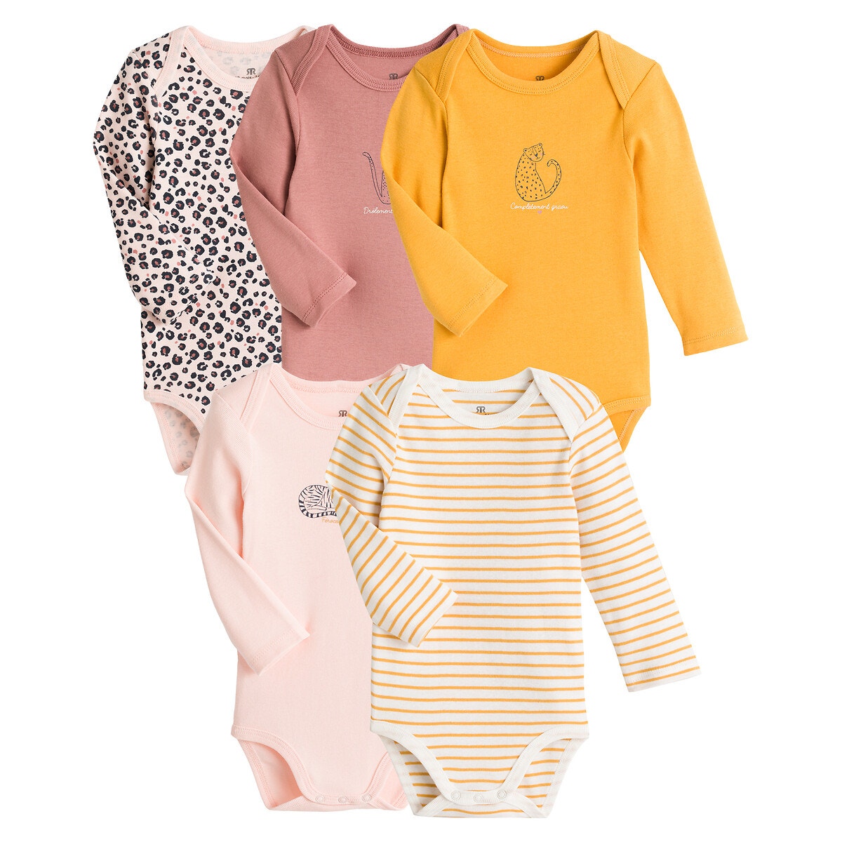 Σετ 5 κορμάκια από οργανικό βαμβάκι, 0 - 3 ετών