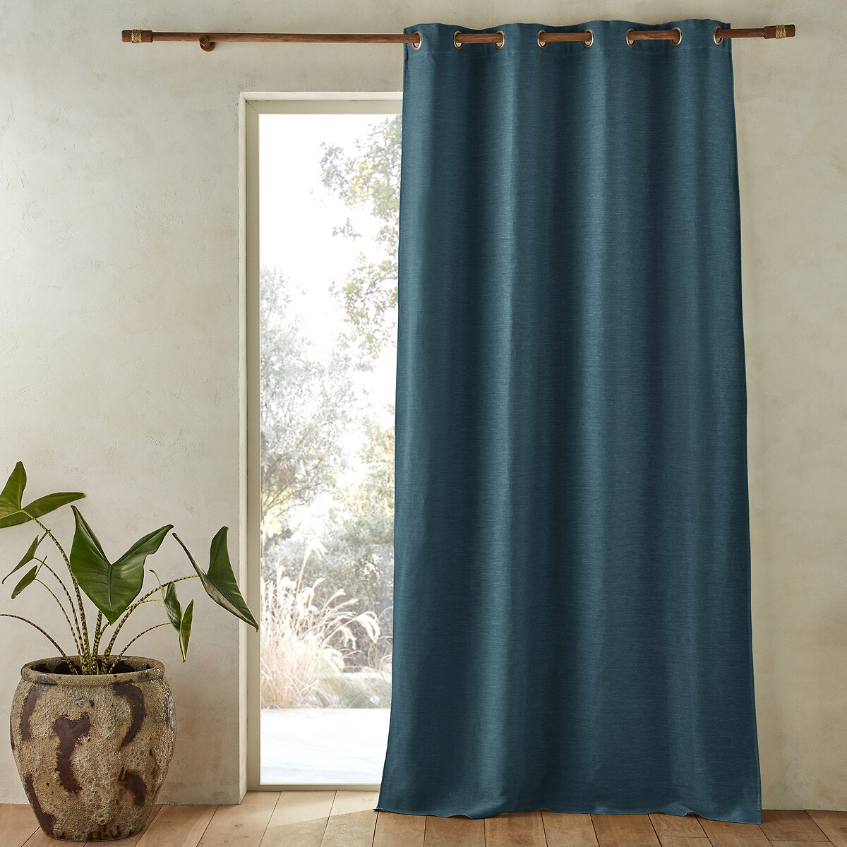 Λινό ριντό με οπάκ όψη και καψούλια 140x220 cm