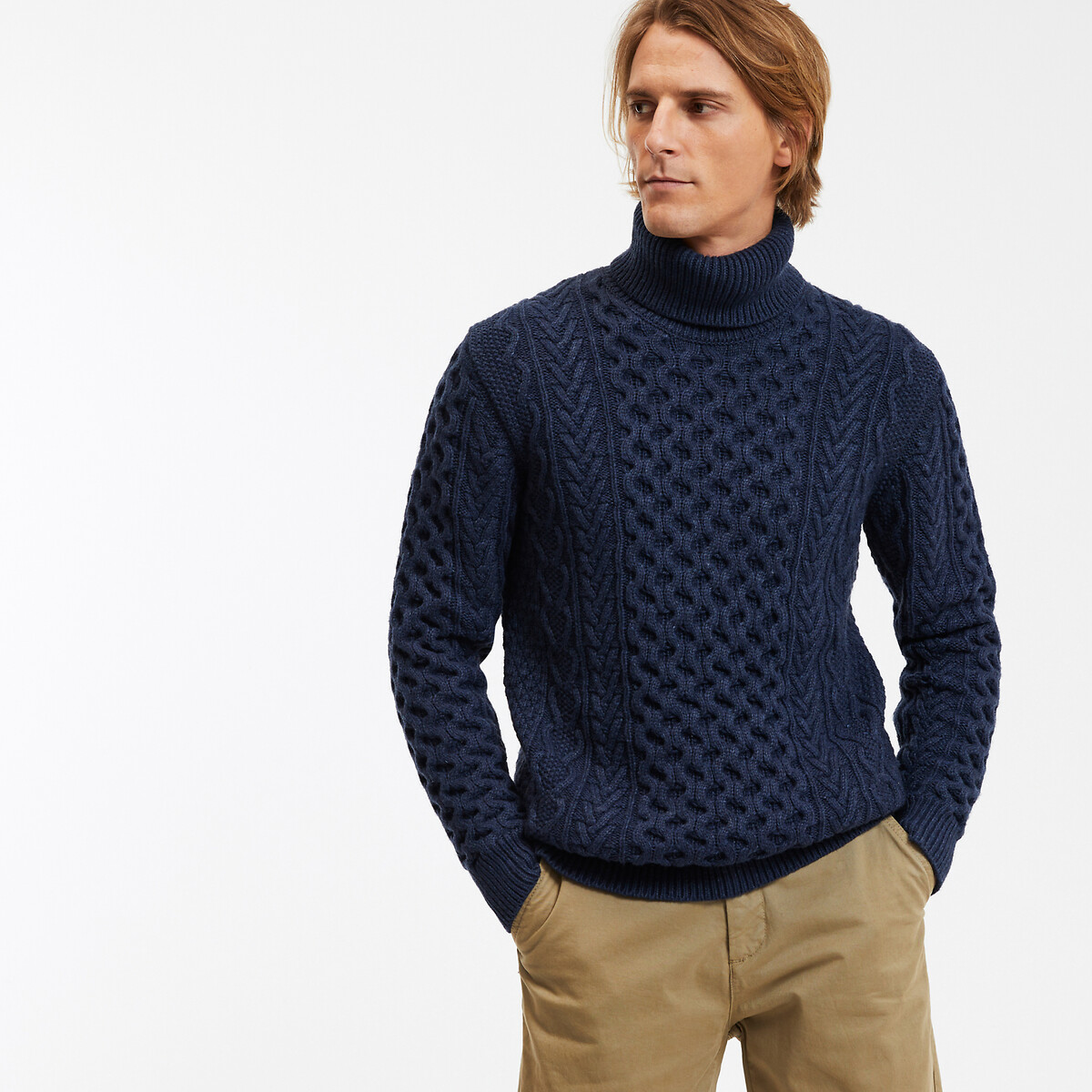 La Redoute Collections Πλεκτό με λαιμό ζιβάγκο και κοτσίδες