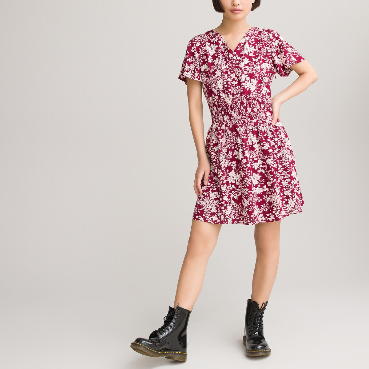 Φόρεμα με σούρες και φλοράλ μοτίβο, 10-18 ετών