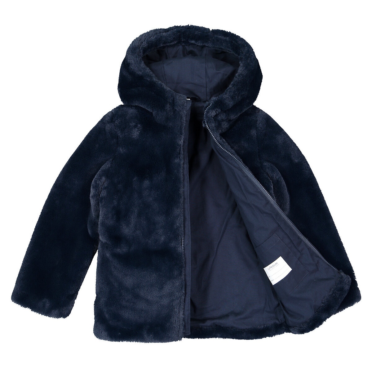 Παλτό με κουκούλα από συνθετική γούνα, 3-12 ετών
