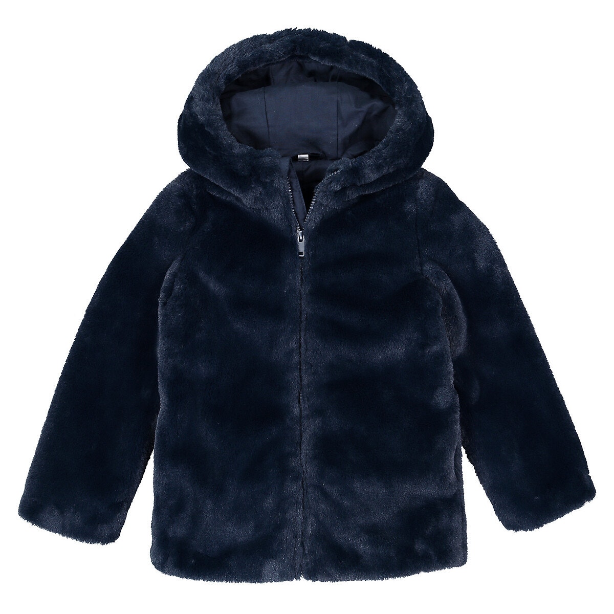 Παλτό με κουκούλα από συνθετική γούνα, 3-12 ετών
