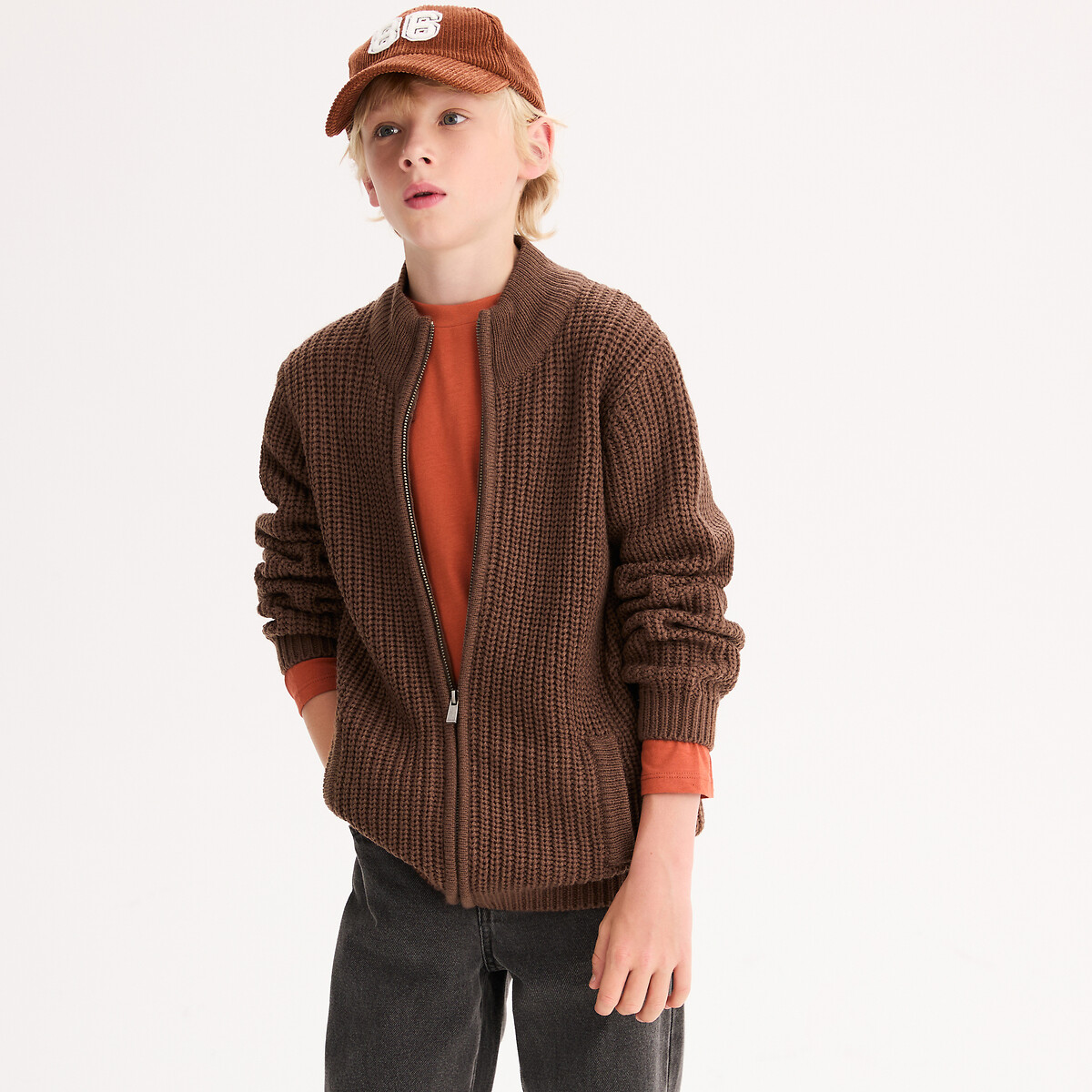 La Redoute Collections Ζακέτα με όρθιο λαιμό και φερμουάρ