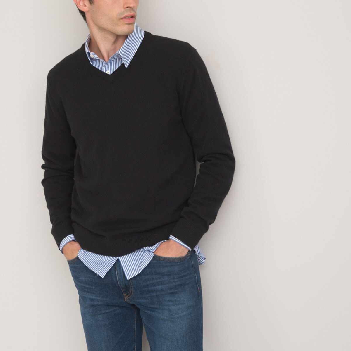 La Redoute Collections Πλεκτό με V από κασμίρι