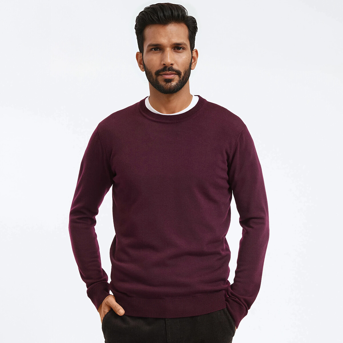 La Redoute Collections Πλεκτό με στρογγυλή λαιμόκοψη από μαλλί μερινός