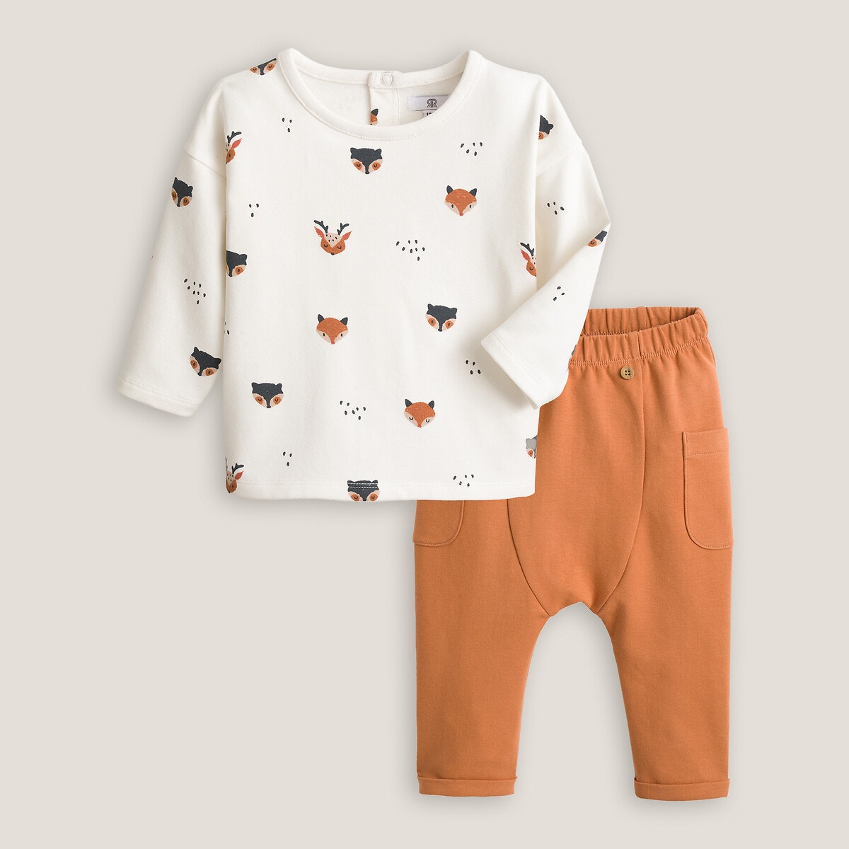 ΠΑΙΔΙ | Παντελόνια Φανελένιο σύνολο φούτερ και σαλβάρι, 1 μηνός - 3 ετών
