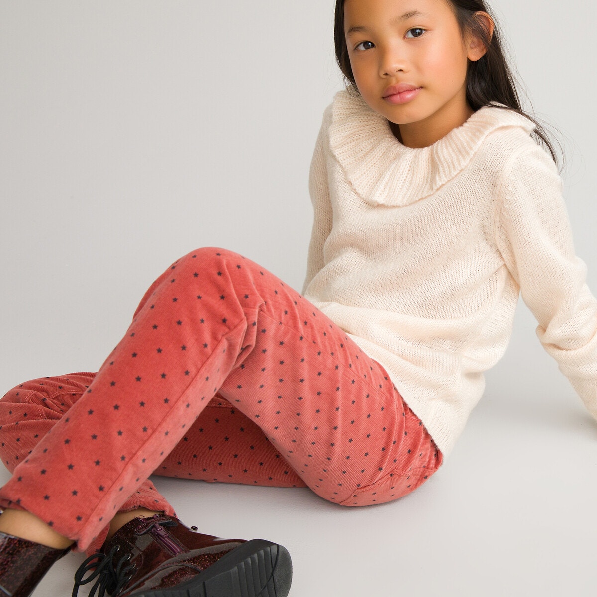 Ελαστικό παντελόνι από βελούδο κοτλέ με μοτίβο αστέρια, 3-12 ετών