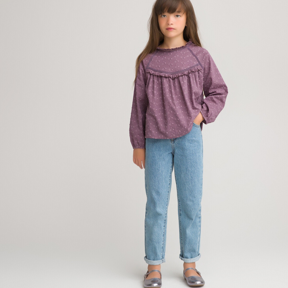 Μακρυμάνικη μπλούζα με κέντημα, 3-12 ετών