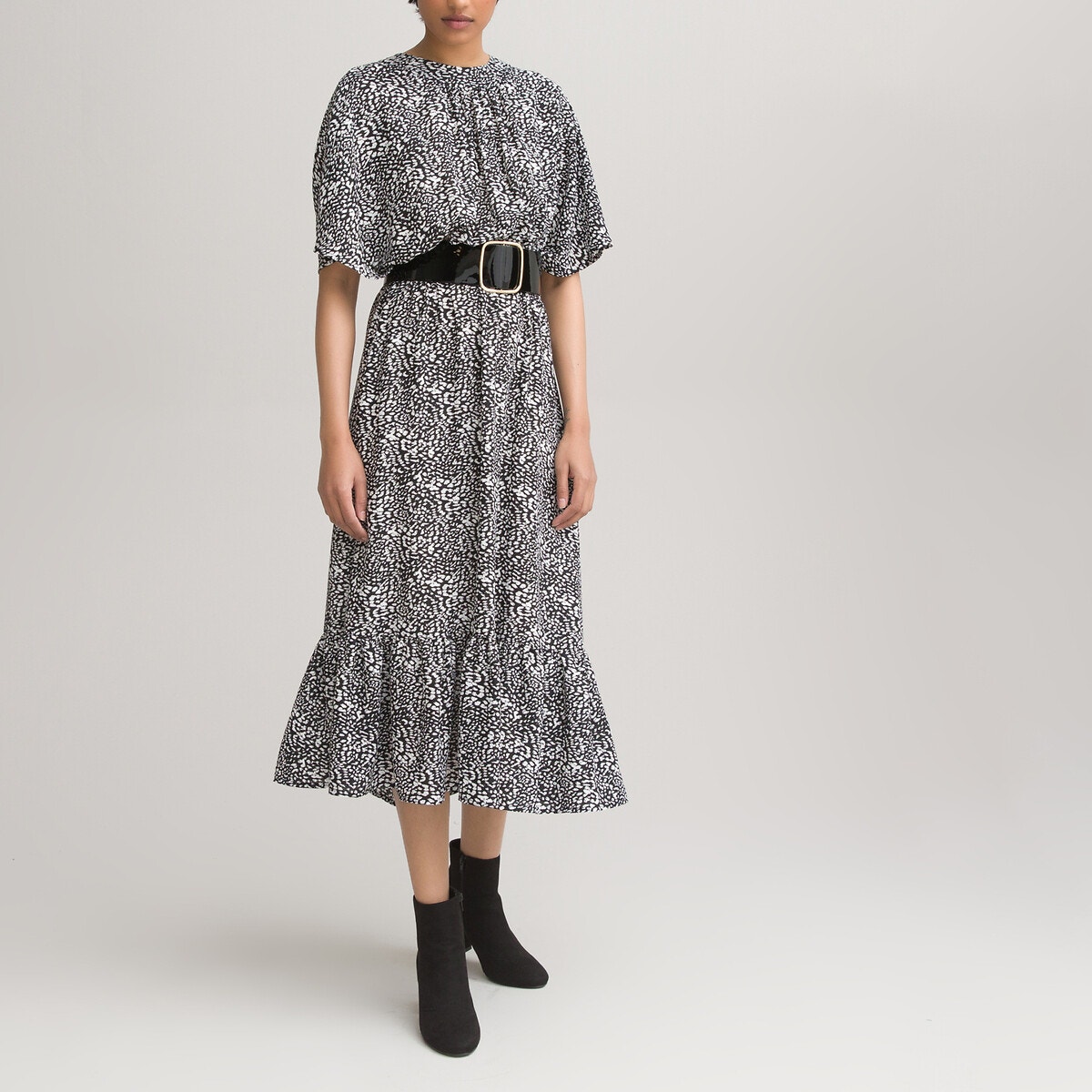 ΓΥΝΑΙΚΑ | Φορέματα | Κοντά μανίκια Μακρύ φόρεμα με animal print