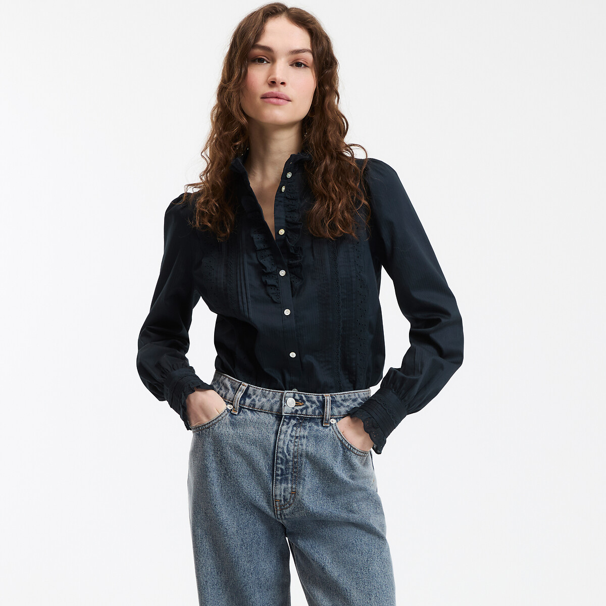 La Redoute Collections Πουκάμισο με όρθιο λαιμό και βολάν
