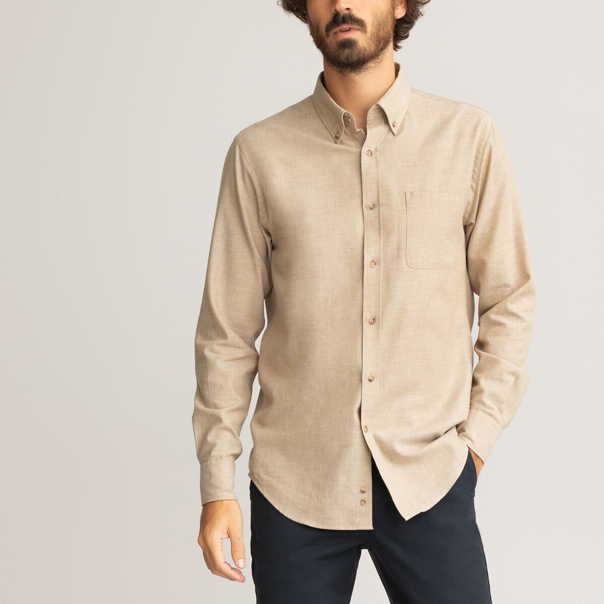 ΑΝΔΡΑΣ | Μπλούζες & Πουκάμισα | Πουκάμισα Φανελένιο πουκάμισο σε ίσια γραμμή
