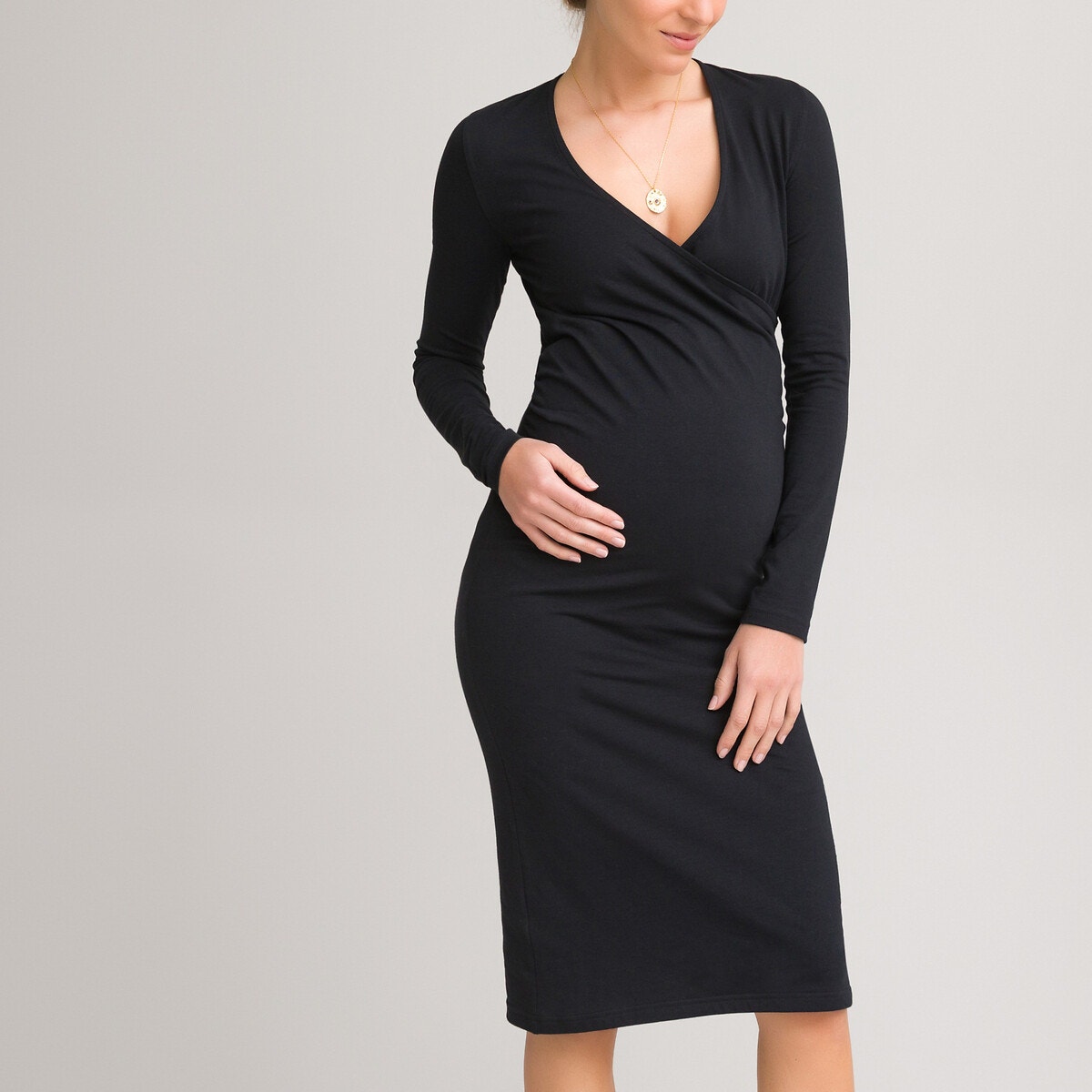 ΓΥΝΑΙΚΑ | Ρούχα Εγκυμοσύνης | Φορέματα | Μακριά ή 3/4 μανίκια Κρουαζέ φόρεμα εγκυμοσύνης