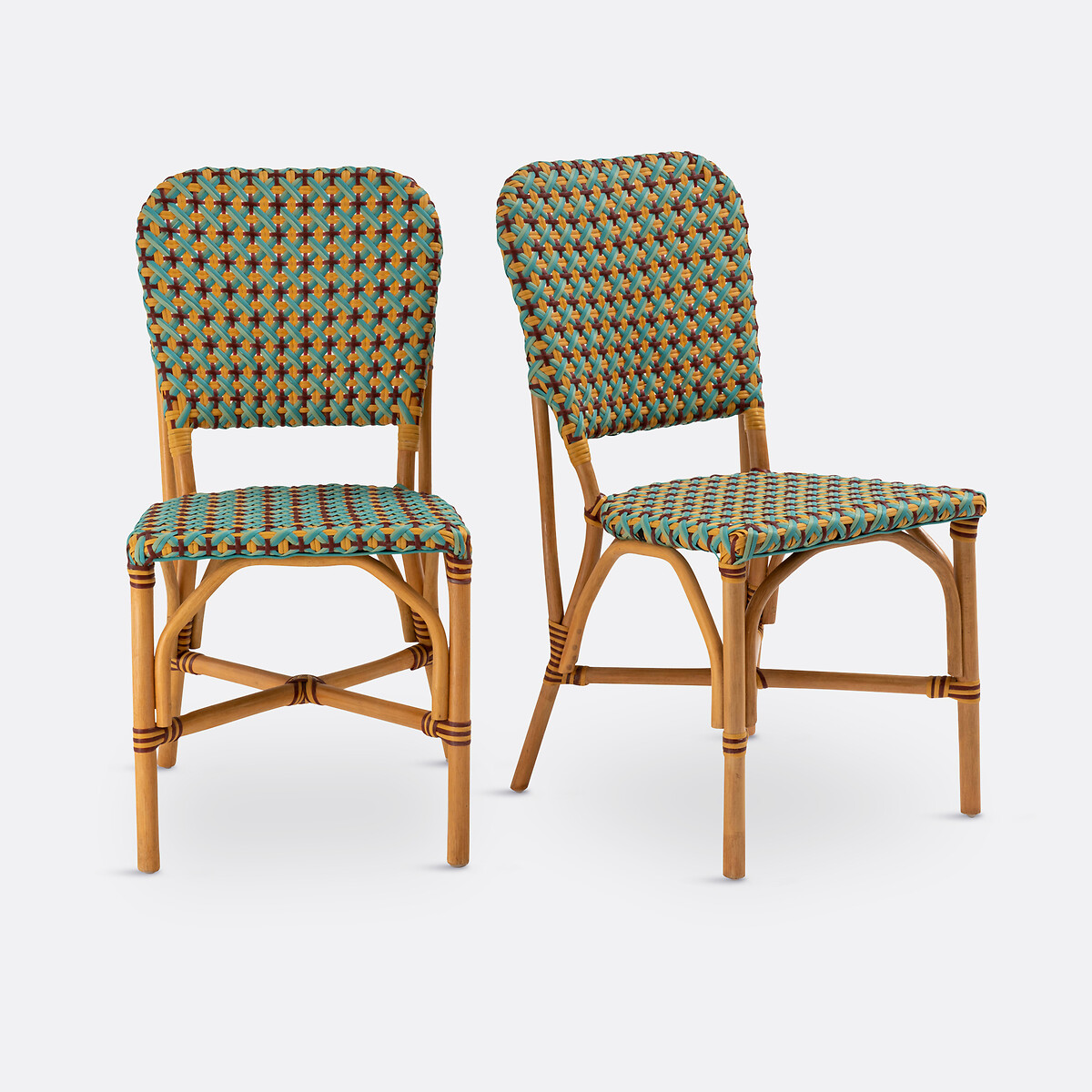 La Redoute Interieurs Σετ 2 καρέκλες με πλεκτό σχέδιο Μ58xΠ47xΥ91cm