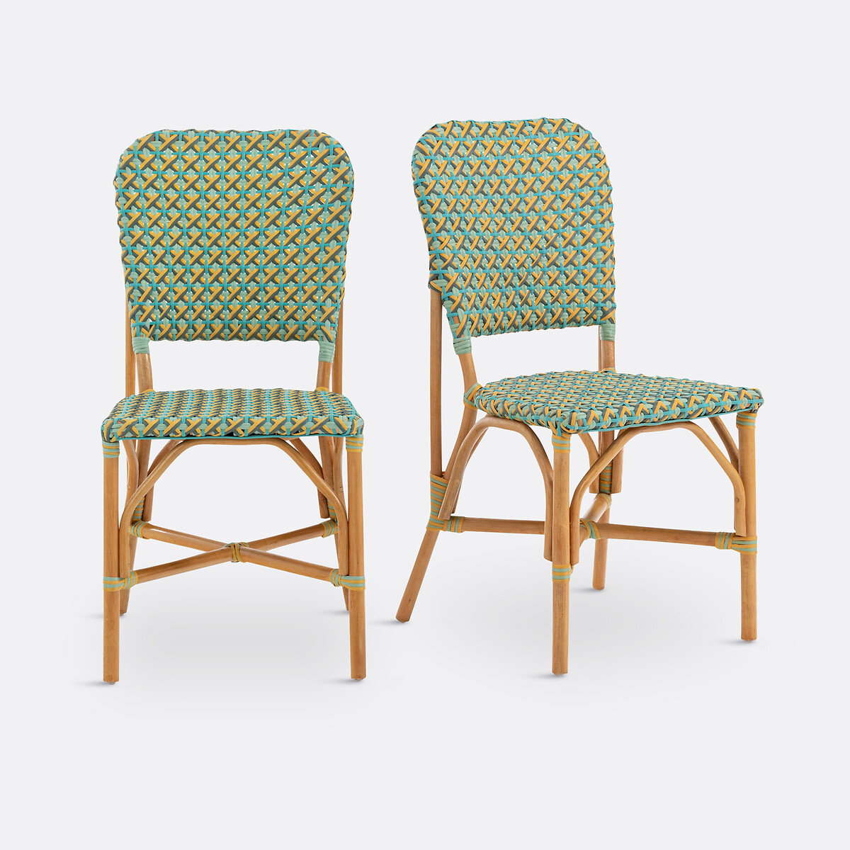 Σετ 2 καρέκλες με πλεκτό σχέδιο Μ58xΠ47xΥ91cm