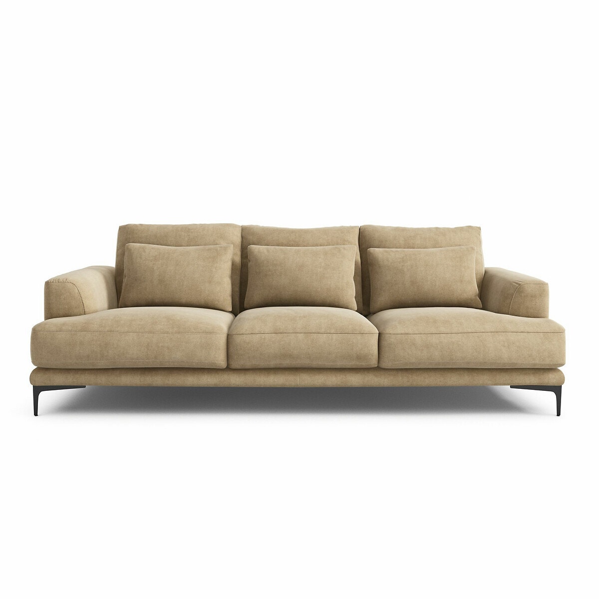 Καναπές από βελούδο stonewashed Μ105xΠ217xΥ83cm