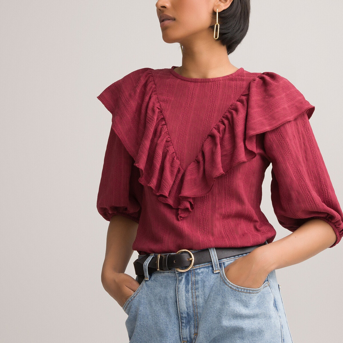 ΓΥΝΑΙΚΑ | Μπλούζες & Πουκάμισα | T-shirts Κοντομάνικη μπλούζα με στρογγυλή λαιμόκοψη