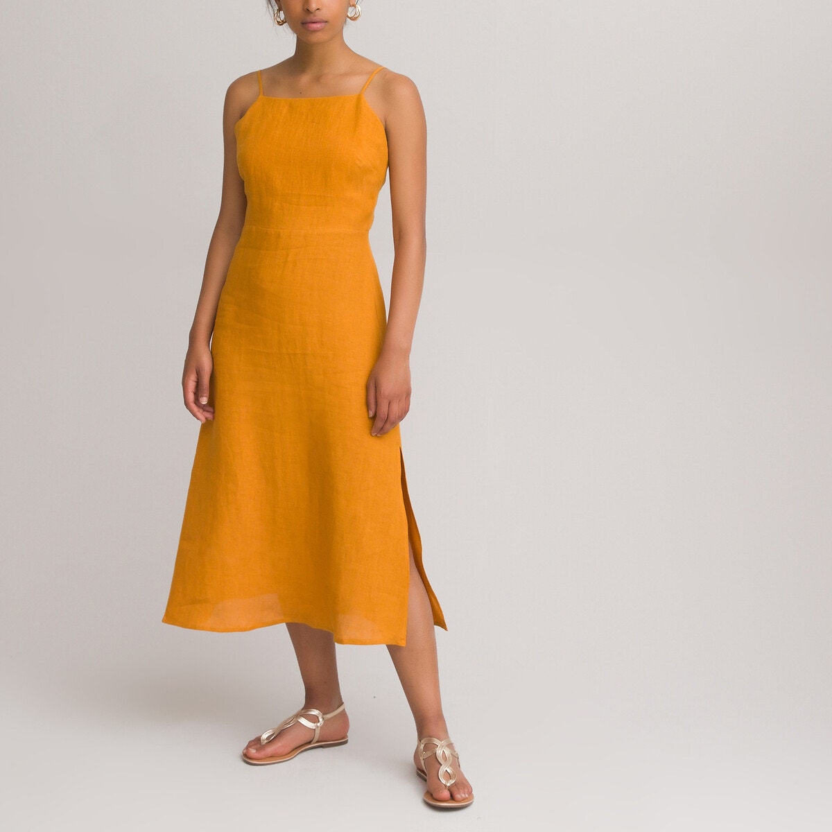 ΓΥΝΑΙΚΑ | Φορέματα | Αμάνικα Λινό φόρεμα με λεπτές τιράντες