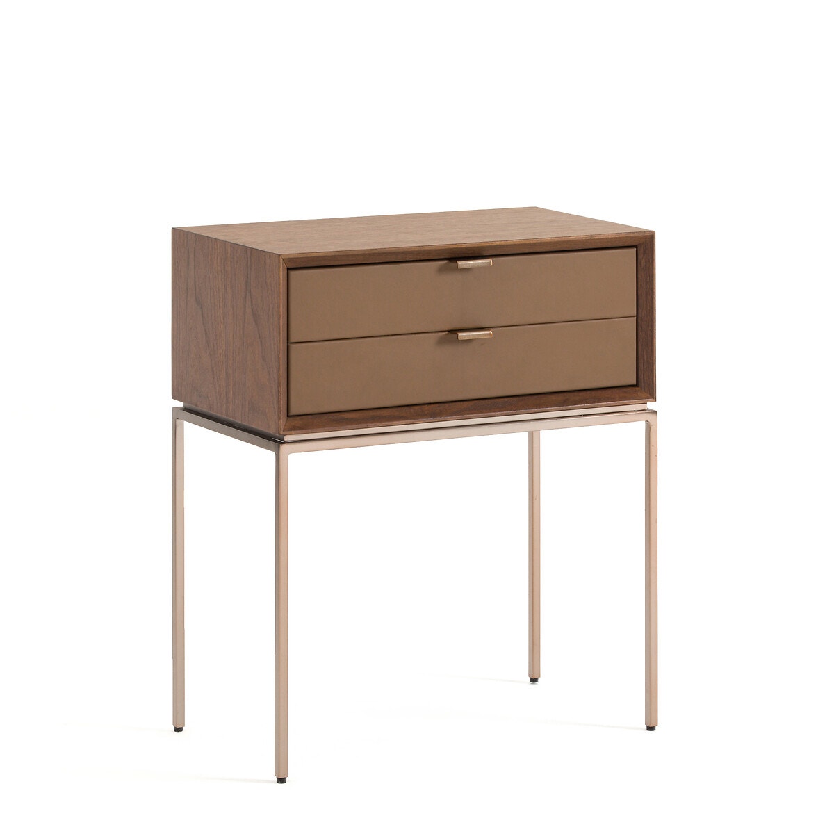 Κομοδίνο από ξύλο καρυδιάς και δέρμα, Delina