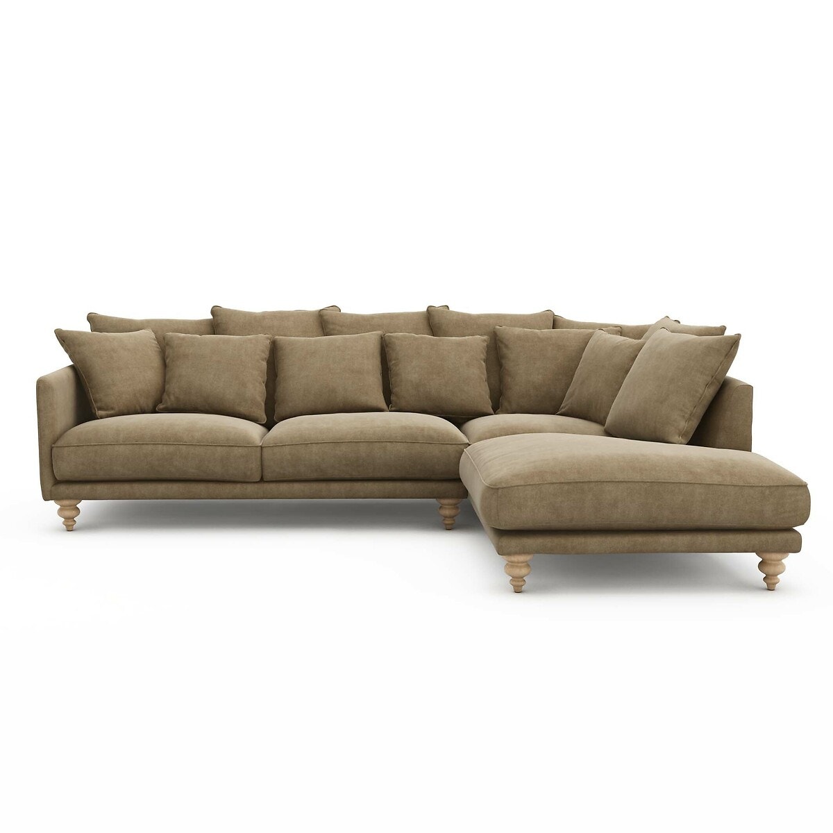 Γωνιακός καναπές από βελούδο stonewashed Μ206xΠ279xΥ93cm