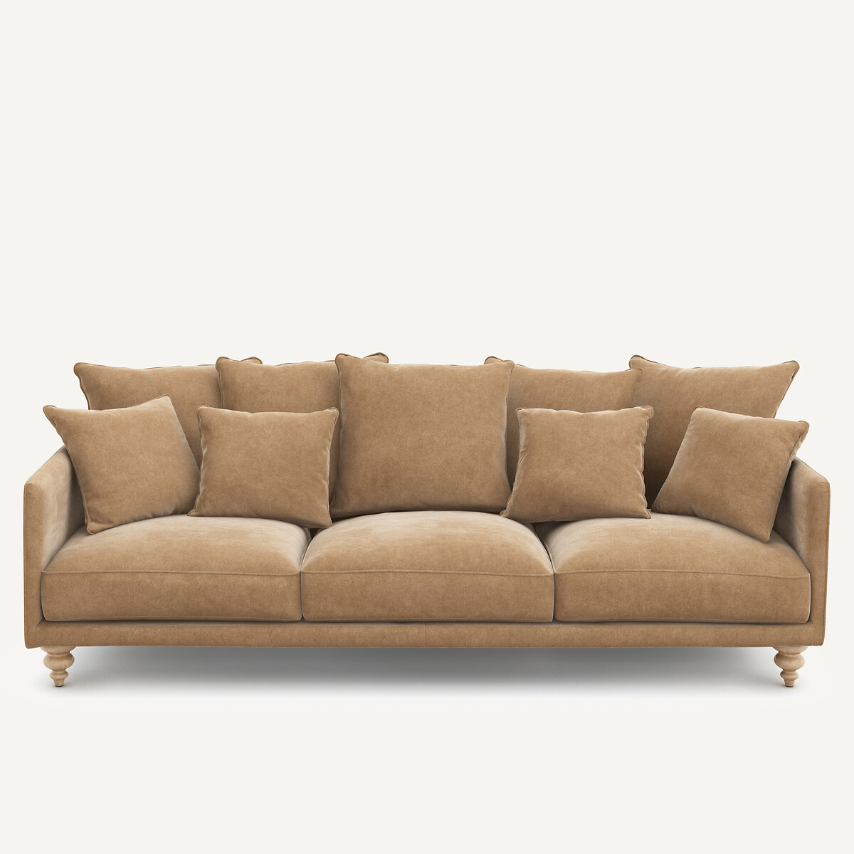 Καναπές από βελούδο stonewashed Μ105xΠ198xΥ93cm