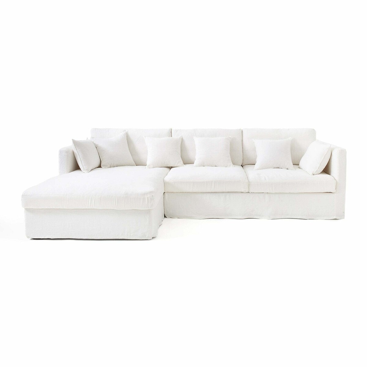 Καναπές σταθερής γωνίας από λινό γκοφρέ ύφασμα, Neo Kinkajou