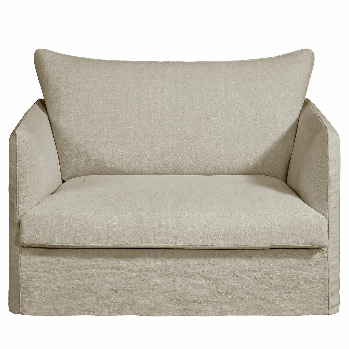 AM.PM Πολυθρόνα XL από χοντρό λινό ύφασμα stonewashed Μ95xΠ122xΥ82cm