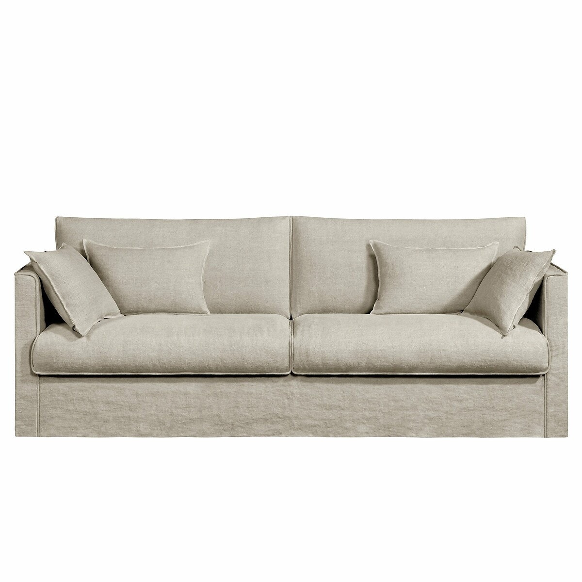 Καναπές από χοντρό λινό ύφασμα stonewashed Μ102xΠ170xΥ87cm