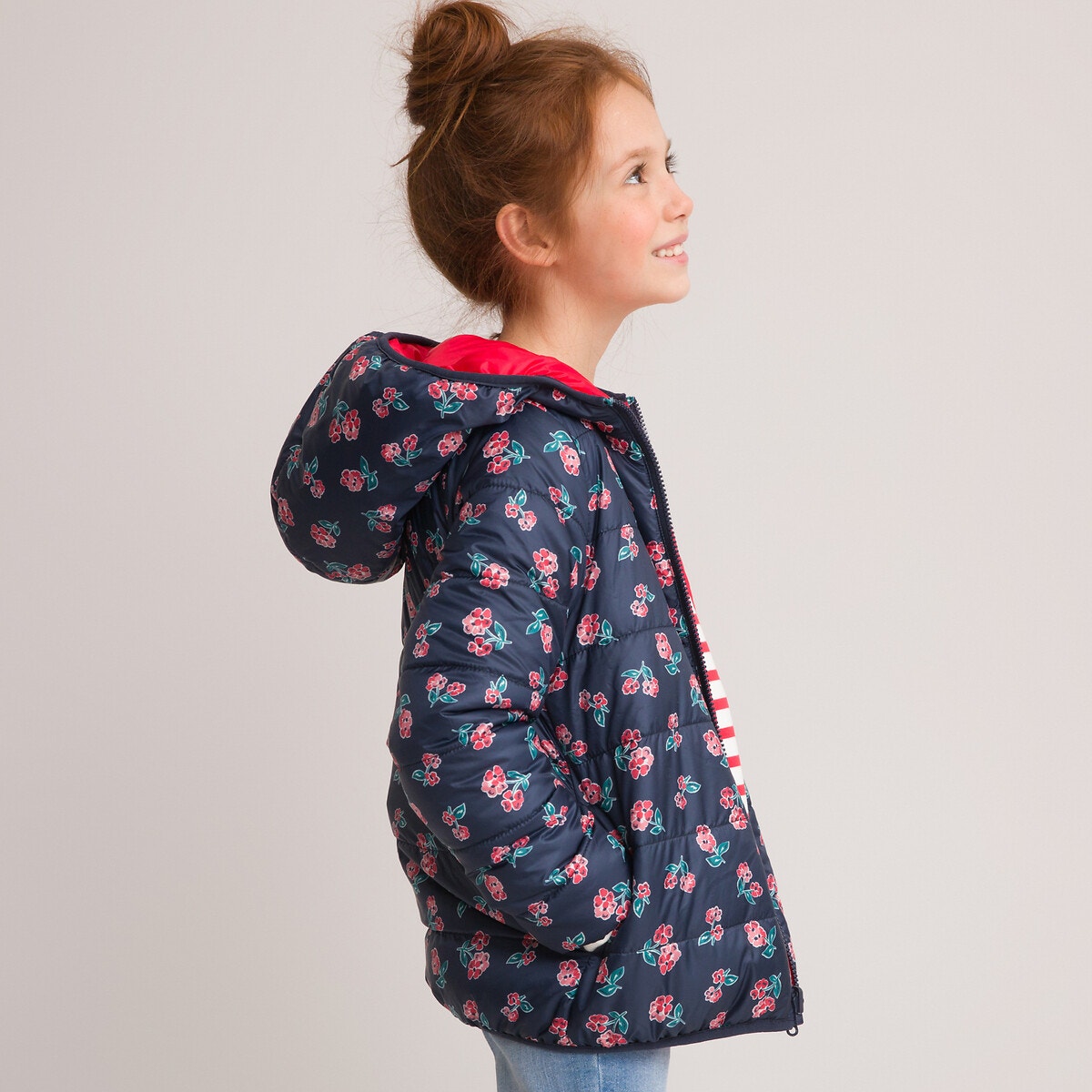 Καπιτονέ μπουφάν διπλής όψης με κουκούλα