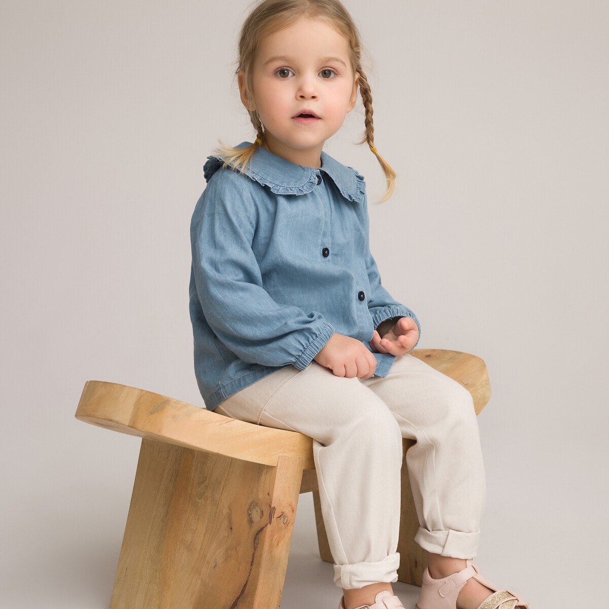 Τζιν μπλούζα με στρογγυλό γιακά