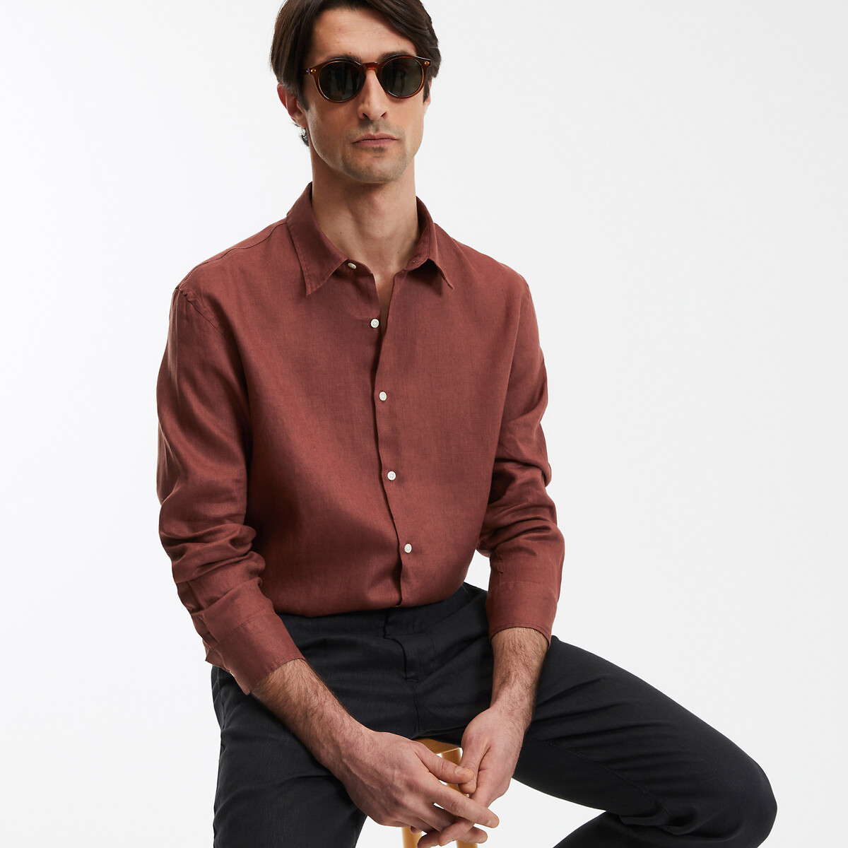 La Redoute Collections Μακρυμάνικο λινό πουκάμισο σε ίσια γραμμή