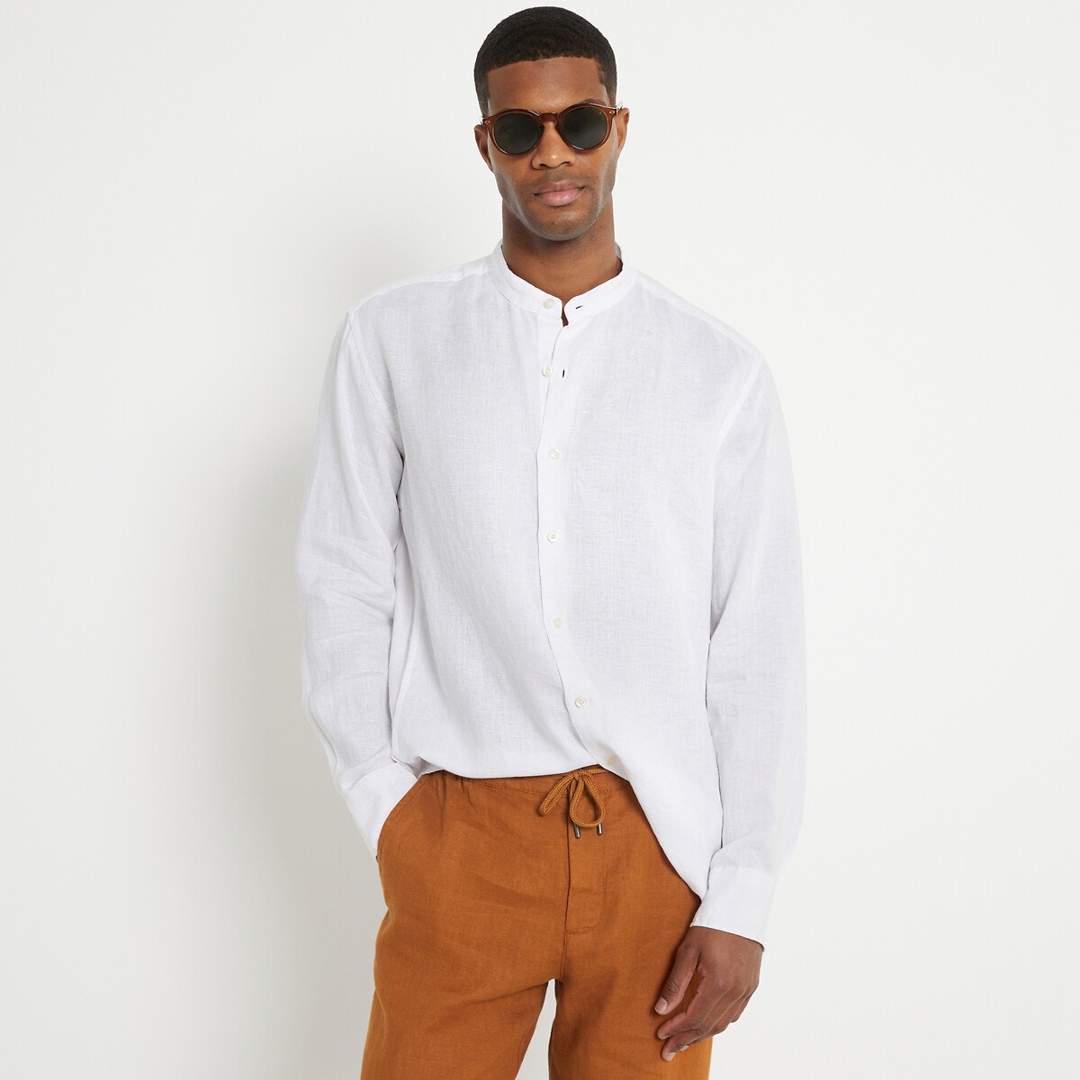 La Redoute Collections Μακρυμάνικο λινό πουκάμισο με μάο γιακά