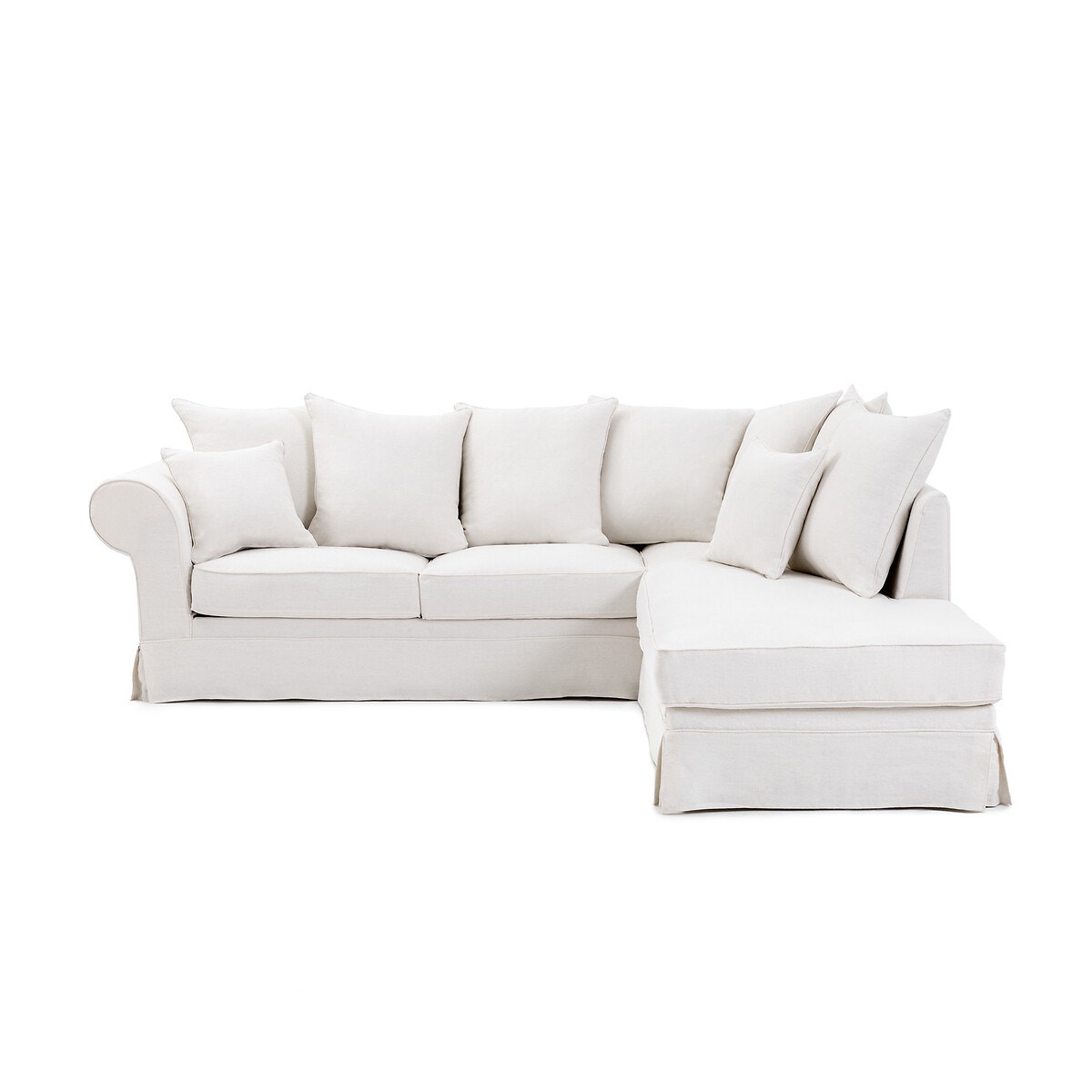 La Redoute Interieurs Γωνιακός πτυσσόμενος καναπές από χοντρό λινό ύφασμα Μ207xΠ252xΥ88cm