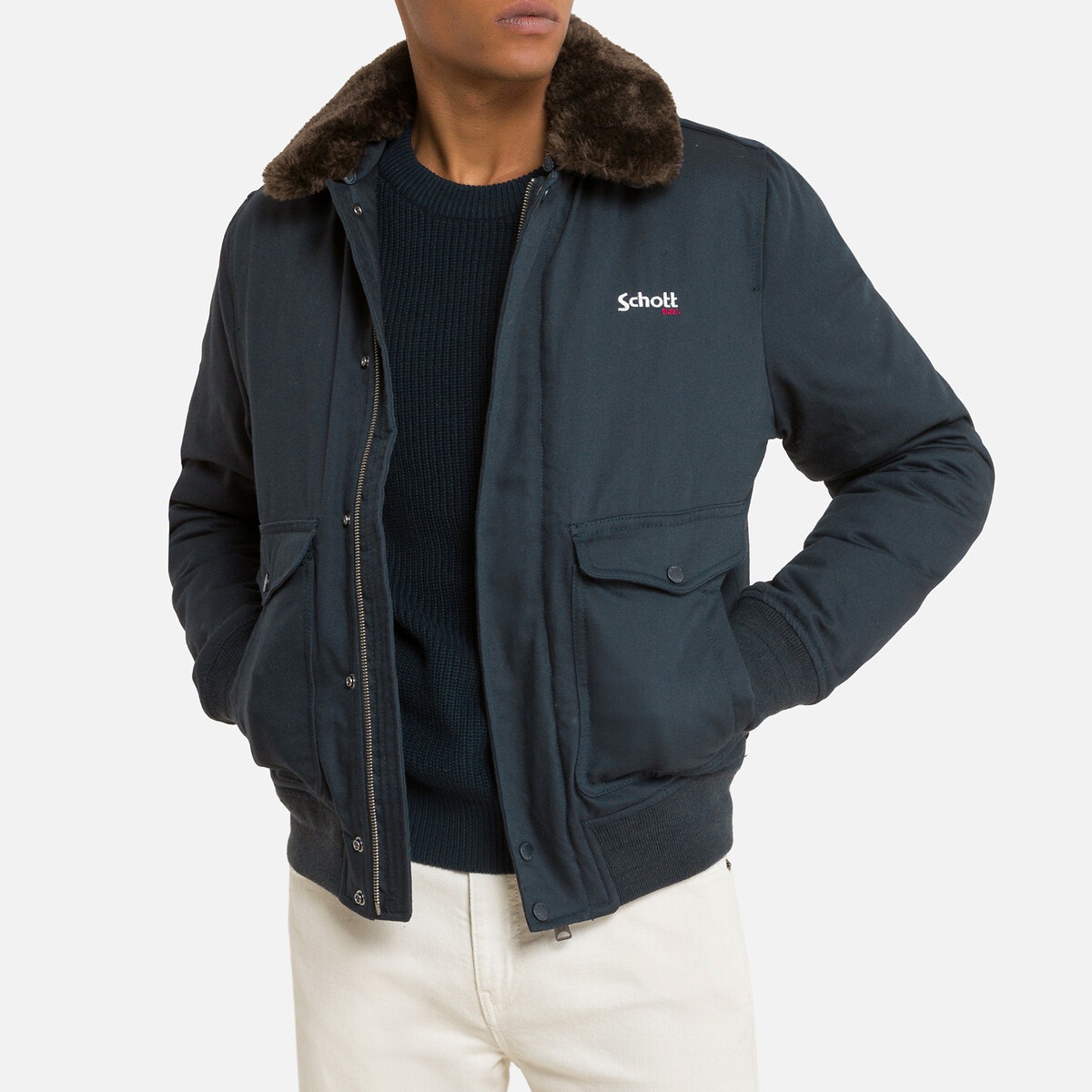 Κοντό μπουφάν με φερμουάρ και γιακά από sherpa, Top Gun 20 D