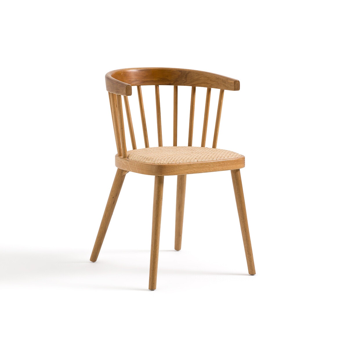 La Redoute Interieurs Πολυθρόνα τραπεζαρίας από ξύλο δρυ και ρατάν Μ55xΠ51xΥ78cm