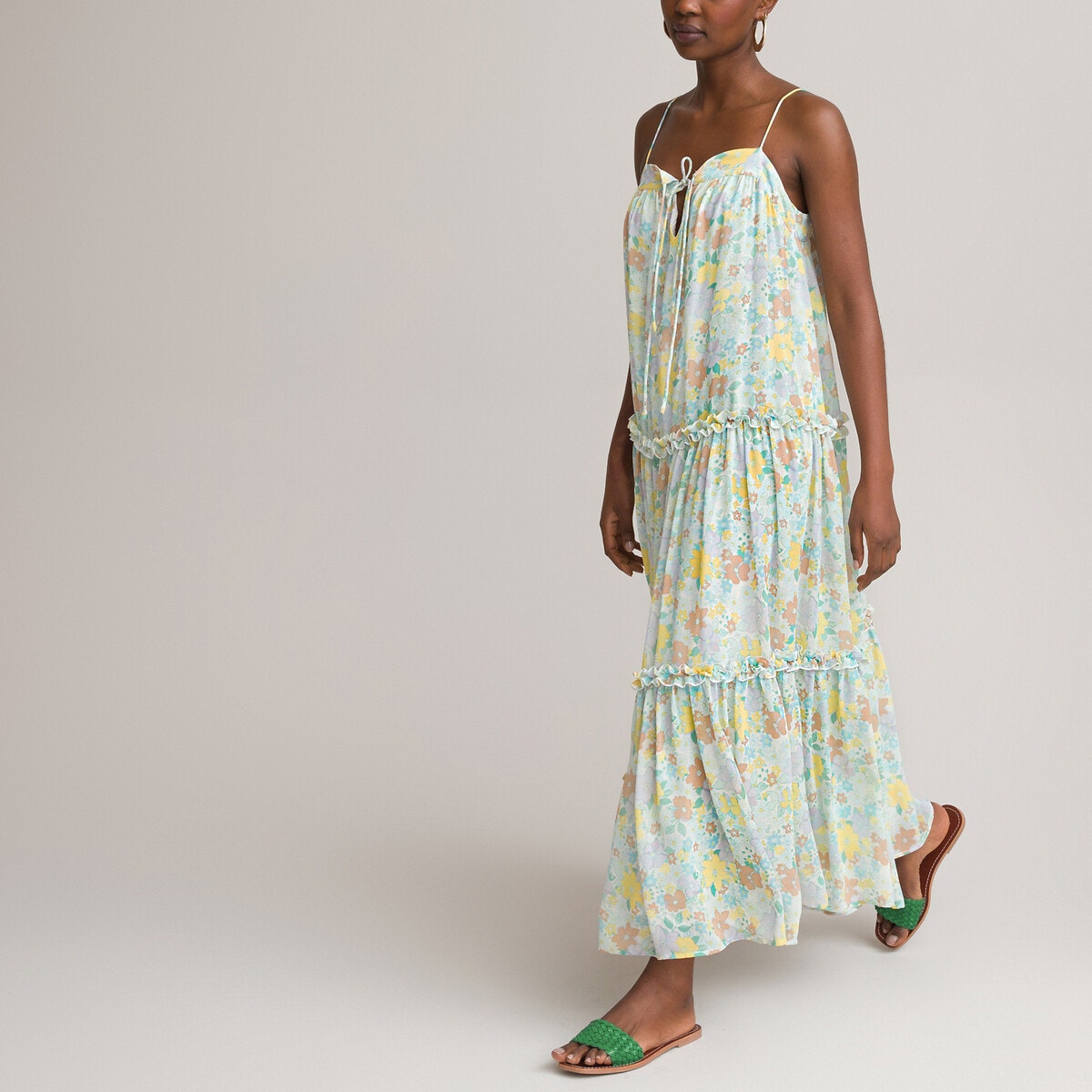 ΓΥΝΑΙΚΑ | Φορέματα | Αμάνικα Μακρύ φλοράλ φόρεμα με λεπτές