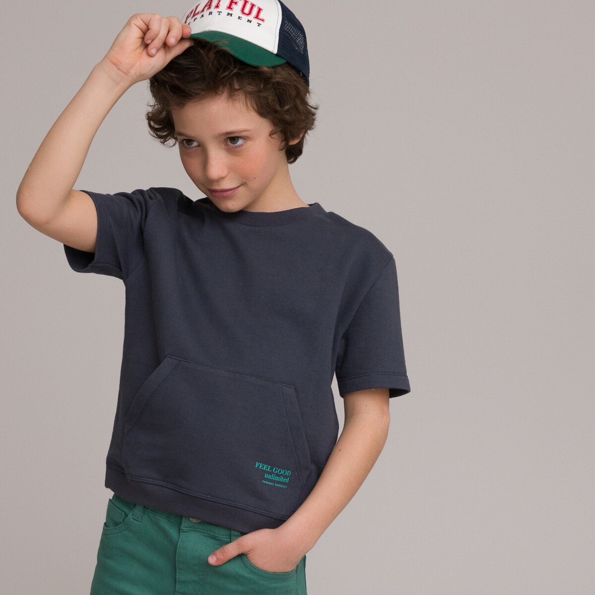 Κοντομάνικο φούτερ με στρογγυλή λαιμόκοψη