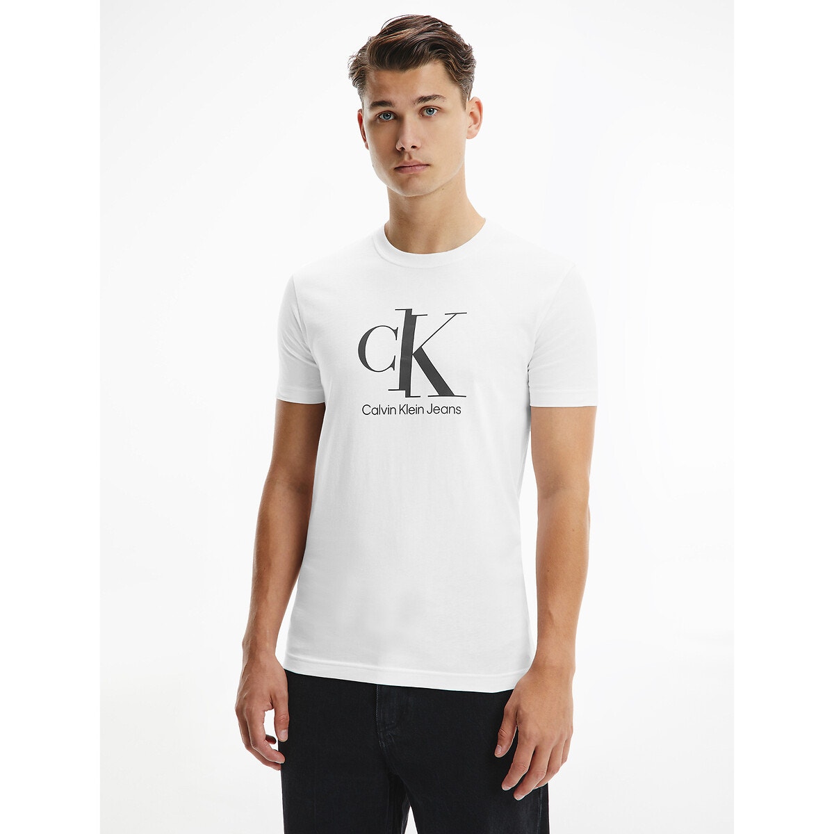 T-shirt με στρογγυλή λαιμόκοψη, Spliced CK