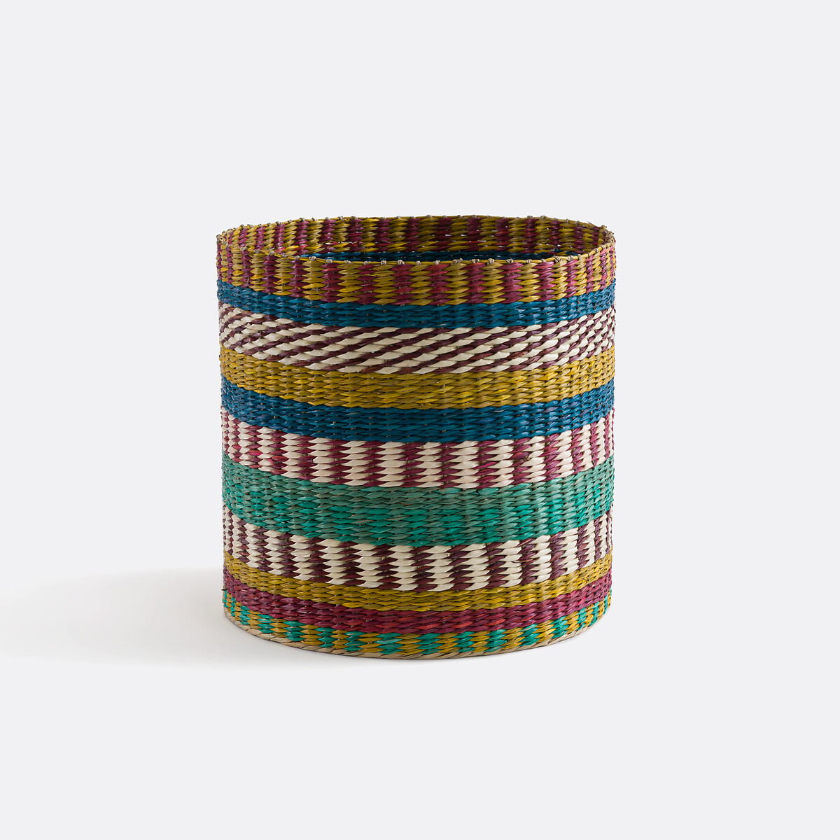Πολύχρωμο καλάθι από ψάθα Μ35xΠ35xΥ35cm