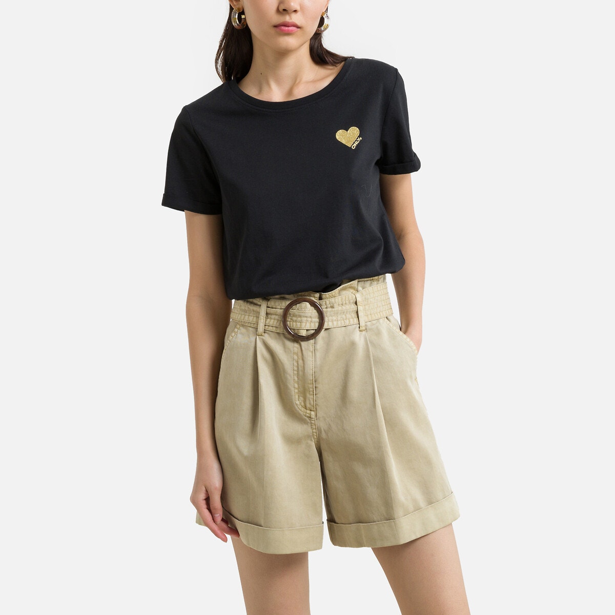 Κοντομάνικο T-shirt με στάμπα μικρή καρδιά
